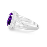 Art Deco Engagement Bridal Ring Simulated Cubic Zirconia 925 Sterling Silver