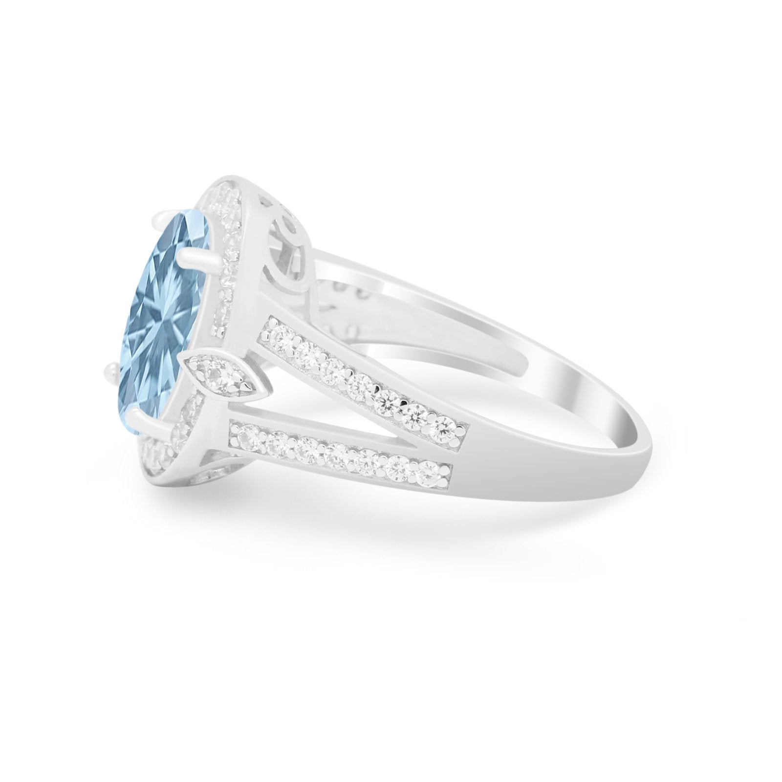 Art Deco Engagement Bridal Ring Simulated Cubic Zirconia 925 Sterling Silver