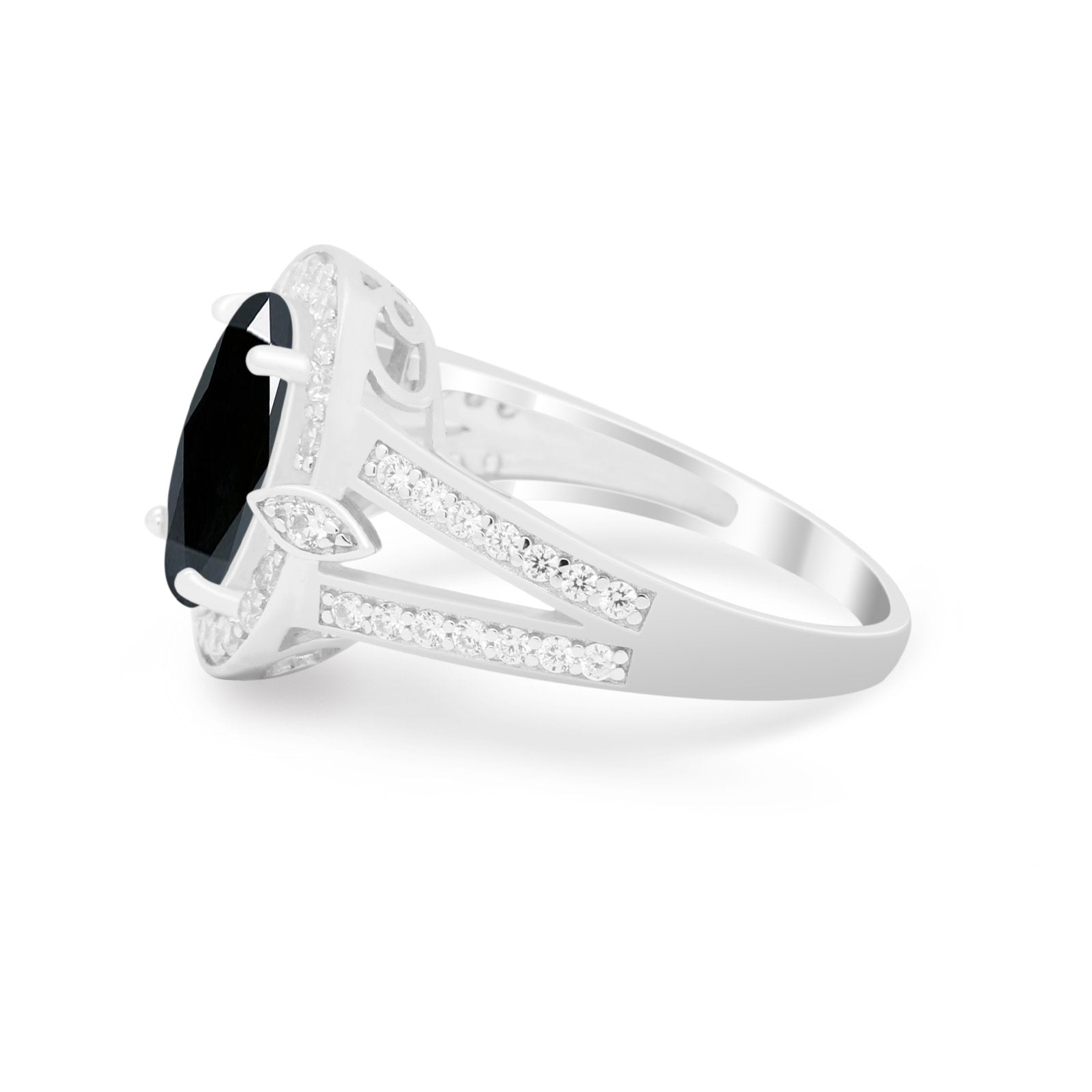 Art Deco Engagement Bridal Ring Simulated Cubic Zirconia 925 Sterling Silver