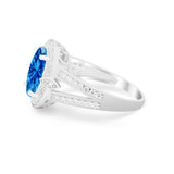 Art Deco Engagement Bridal Ring Simulated Cubic Zirconia 925 Sterling Silver