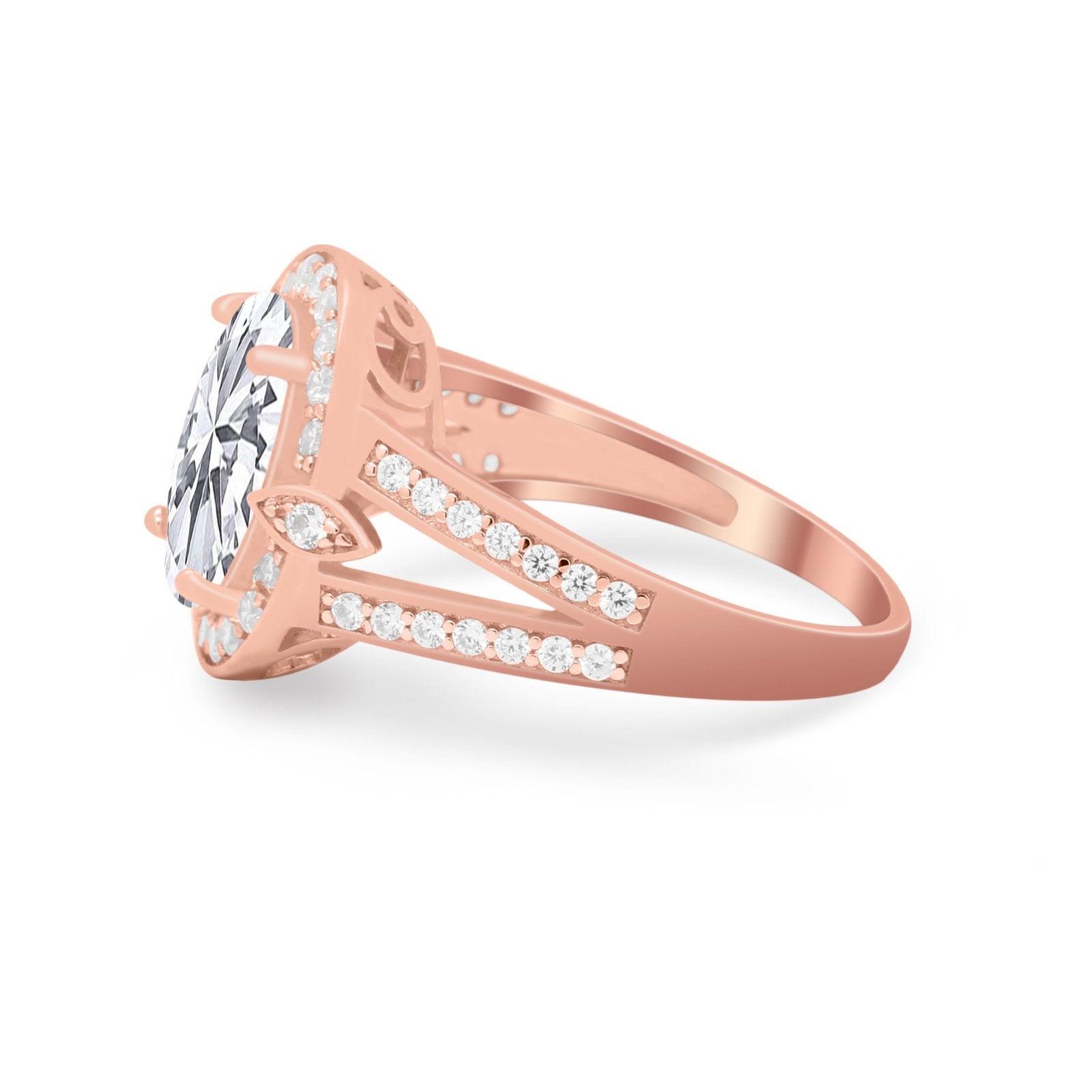 Art Deco Engagement Bridal Ring Simulated Cubic Zirconia 925 Sterling Silver