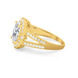 Art Deco Engagement Bridal Ring Simulated Cubic Zirconia 925 Sterling Silver