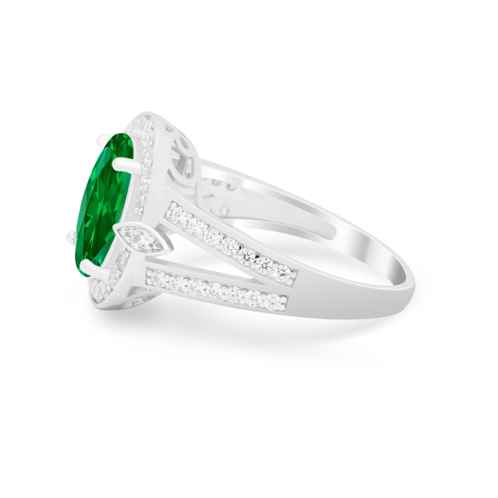 Art Deco Engagement Bridal Ring Simulated Cubic Zirconia 925 Sterling Silver