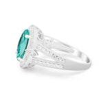 Art Deco Engagement Bridal Ring Simulated Cubic Zirconia 925 Sterling Silver