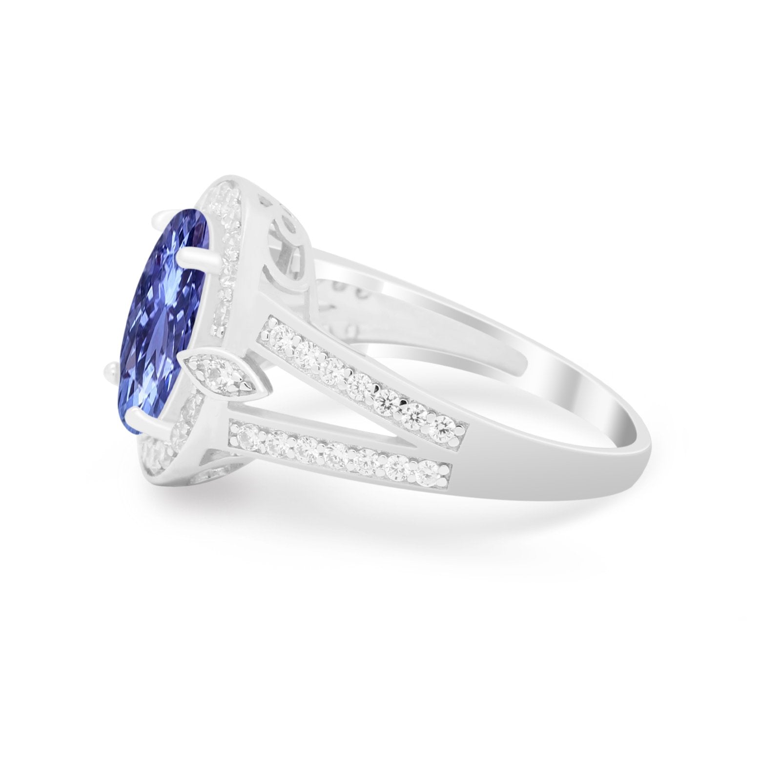Art Deco Engagement Bridal Ring Simulated Cubic Zirconia 925 Sterling Silver