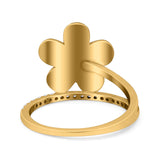 Plumeria Flower Ring Simulated Cubic Zirconia Opal 925 Sterling Silver