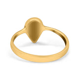 Solitaire Teardrop Pear Ring Band Simulated Opal Round 925 Sterling Silver