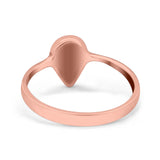 Solitaire Teardrop Pear Ring Band Simulated Opal Round 925 Sterling Silver