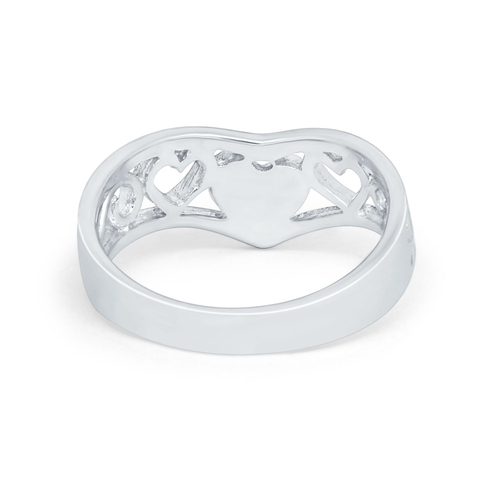 Heart Filigree Midi Thumb V Ring Simulated Cubic Zirconia 925 Sterling Silver