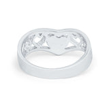Heart Filigree Midi Thumb V Ring Simulated Cubic Zirconia 925 Sterling Silver