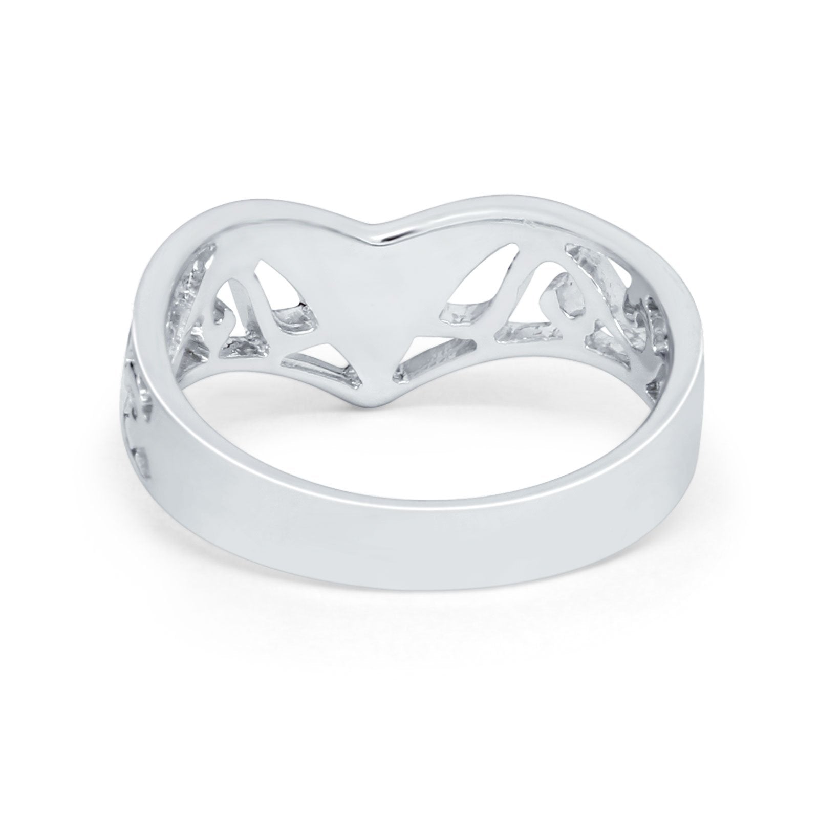 Filigree Chevron Midi Thumb V Ring Round Cubic Zirconia 925 Sterling Silver