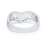 Filigree Chevron Midi Thumb V Ring Round Cubic Zirconia 925 Sterling Silver