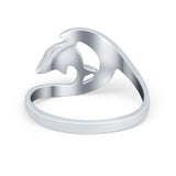 Summer Wave Dolphin Wave Ring Band Simulated Cubic Zirconia 925 Sterling Silver