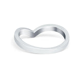 Chevron Midi V Thumb Ring Simulated Cubic Zirconia Round 925 Sterling Silver