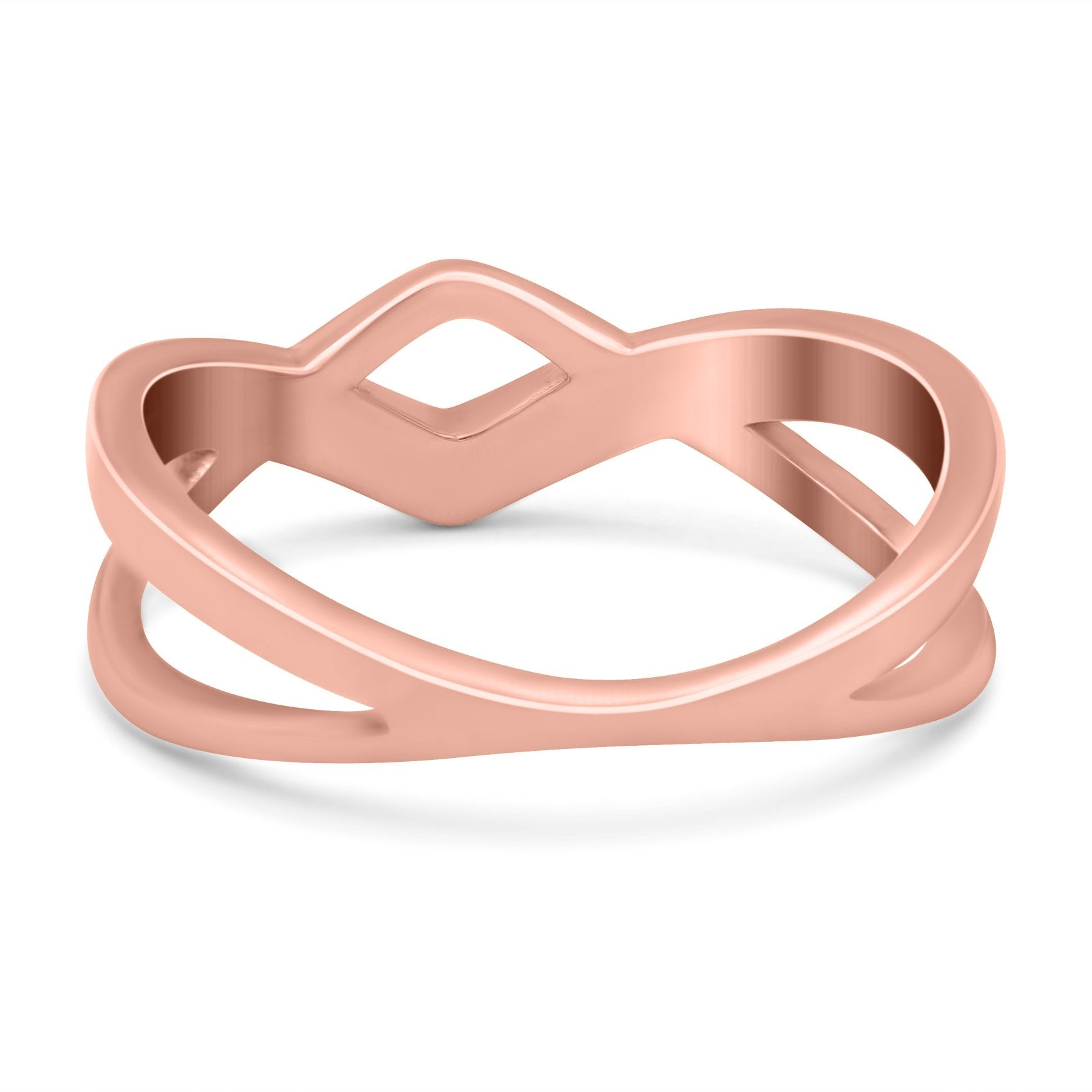 Criss Cross V Shape Ring Band Lab Created Opal 925 Sterling Silver (6mm)