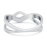 Criss Cross V Shape Ring Band Lab Created Opal 925 Sterling Silver (6mm)