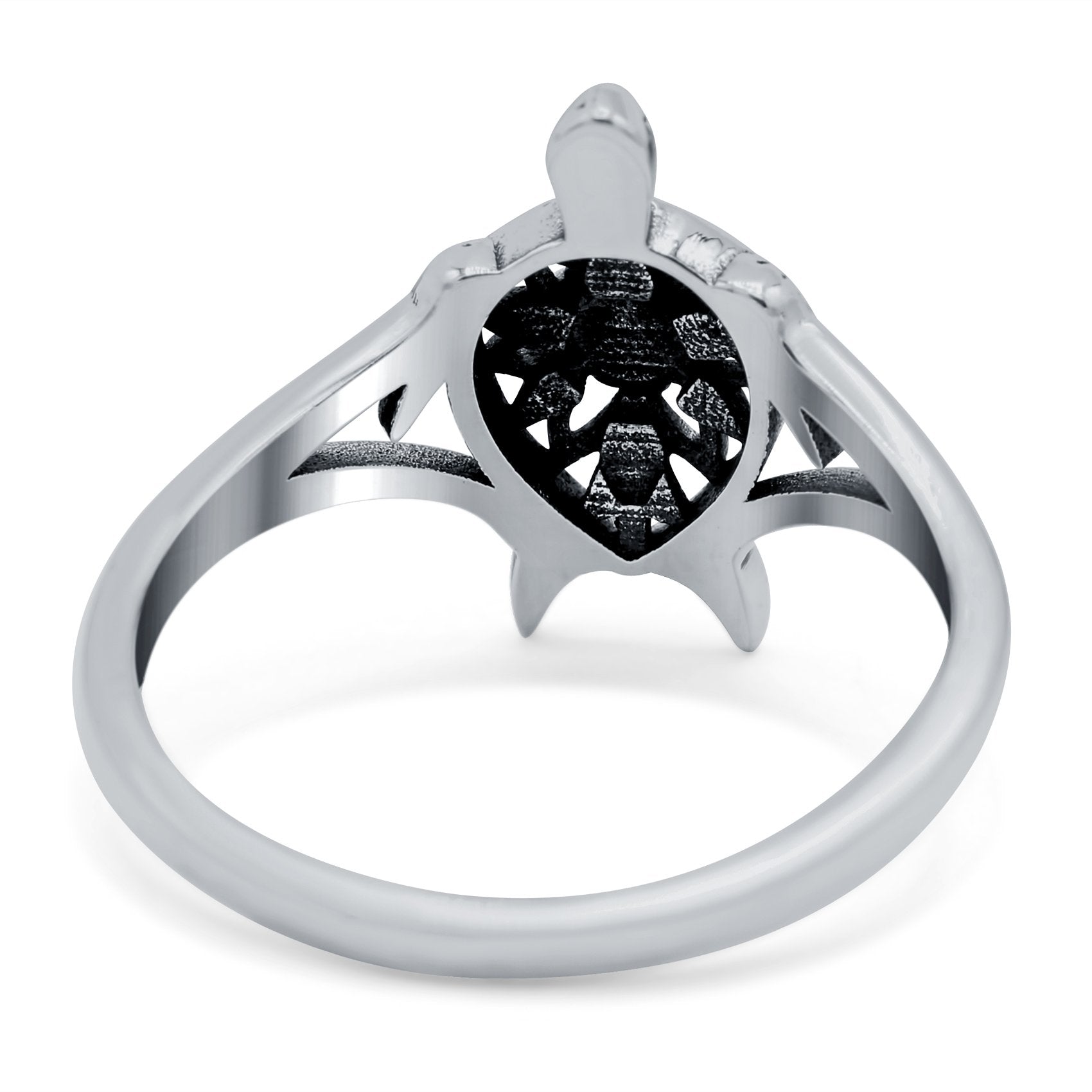 Turtle Ring Band Lab Created Opal 925 Sterling Silver (13mm)