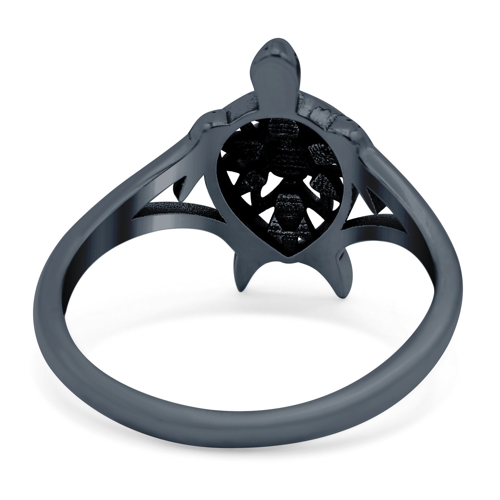 Turtle Ring Band Lab Created Opal 925 Sterling Silver (13mm)