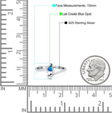 Turtle & Heart Ring Band Lab Created Opal 925 Sterling Silver (10mm)