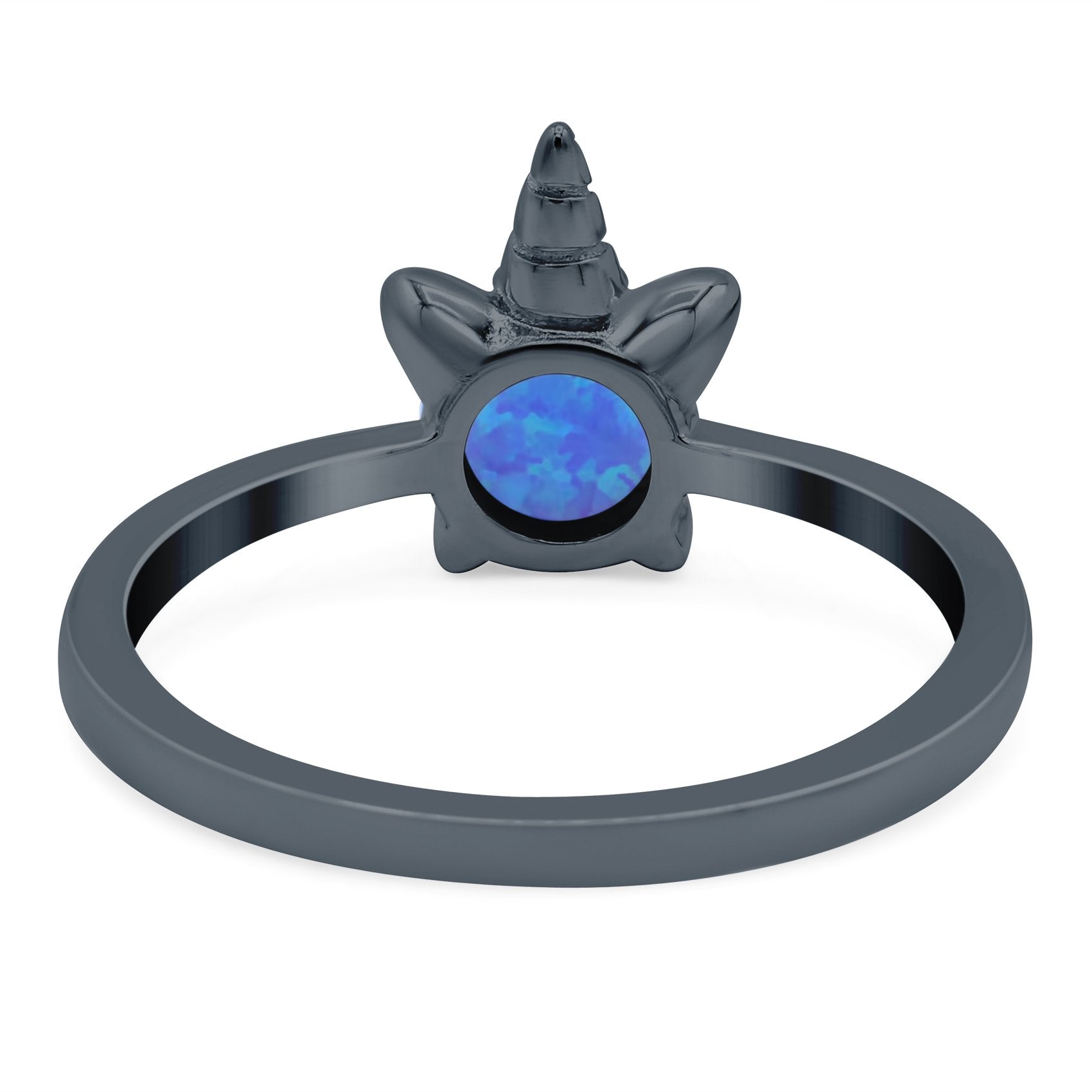 Unicorn Band Ring Round Lab Created Opal 925 Sterling Silver