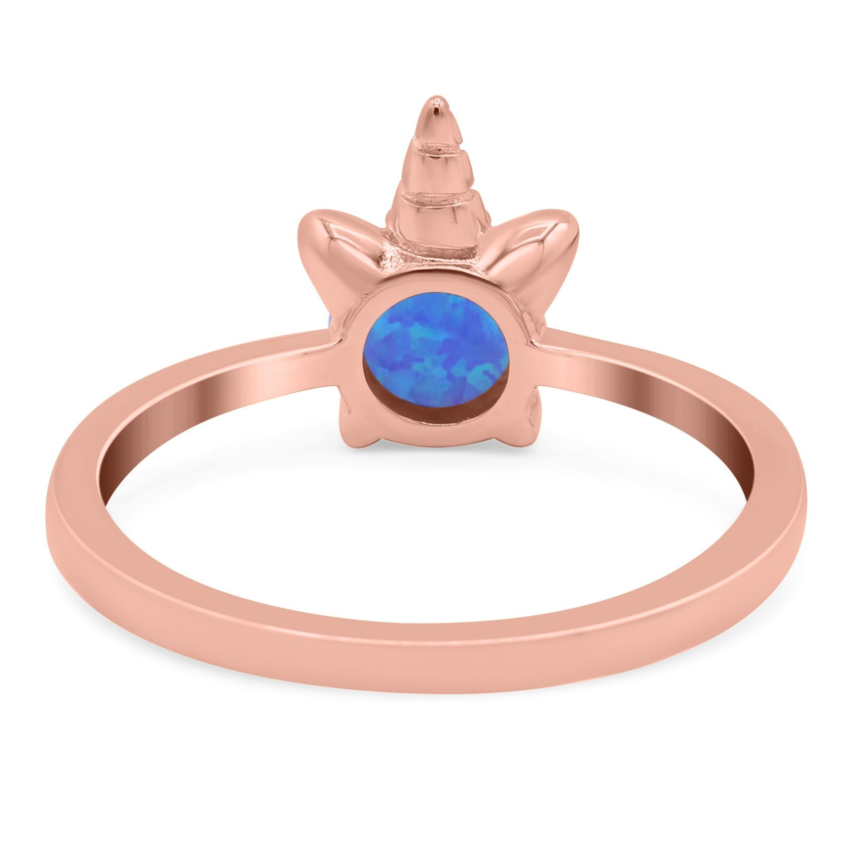 Unicorn Band Ring Round Lab Created Opal 925 Sterling Silver
