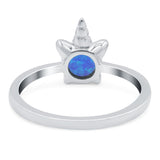 Unicorn Band Ring Round Lab Created Opal 925 Sterling Silver