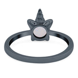 Unicorn Band Ring Round Lab Created Opal 925 Sterling Silver