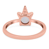 Unicorn Band Ring Round Lab Created Opal 925 Sterling Silver