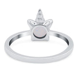 Unicorn Band Ring Round Lab Created Opal 925 Sterling Silver