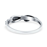 Sideways Oxidized Ring Cubic Zirconia Leaf Design Pear Lab Created Opal 925 Sterling Silver