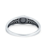 Oxidize Petite Dainty Cubic Zirconia Ring Round Lab Opal 925 Sterling Silver