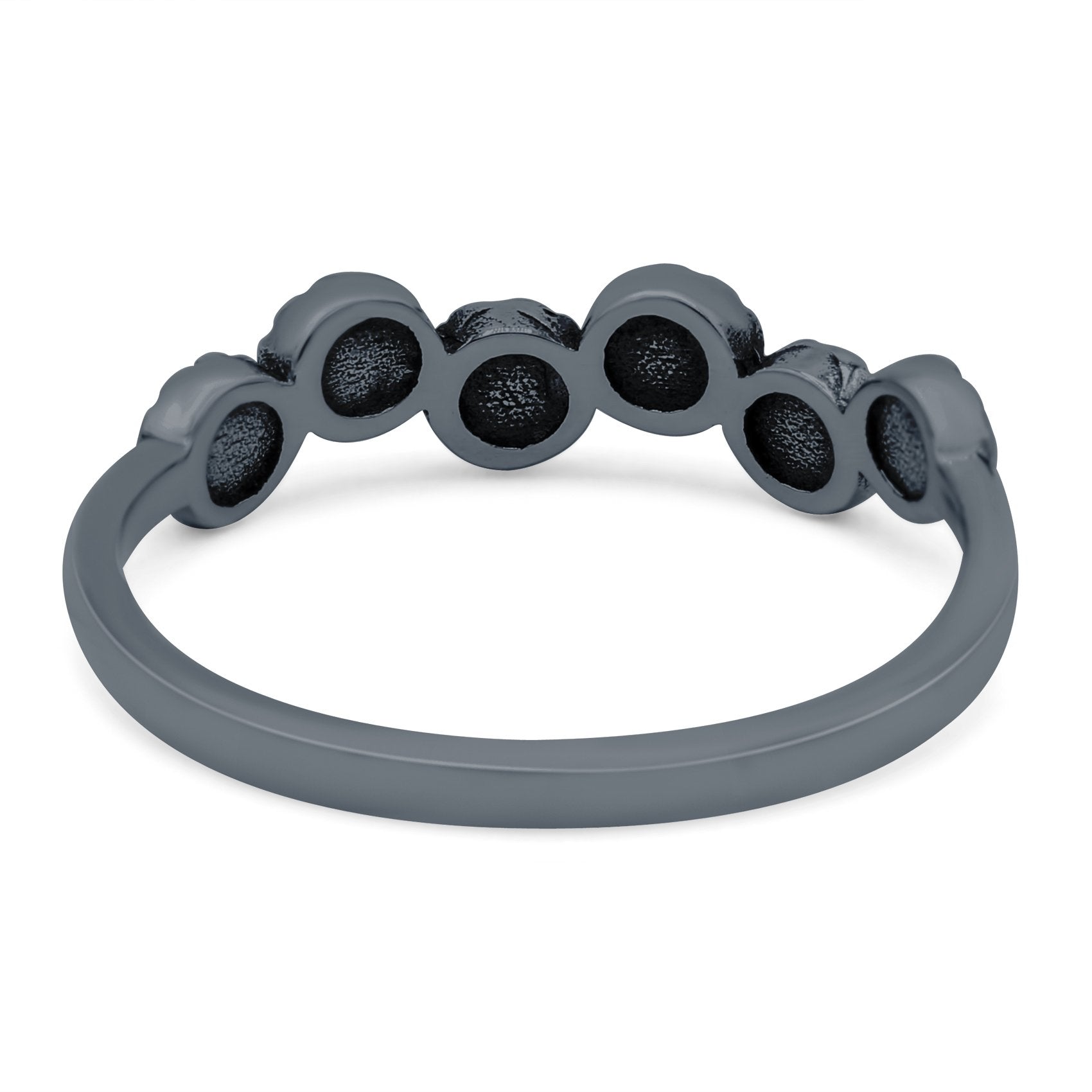 Eternity Band Wedding Ring Lab Created White Opal 925 Sterling Silver (5mm)