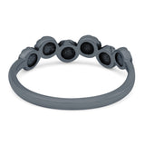 Eternity Band Wedding Ring Lab Created White Opal 925 Sterling Silver (5mm)