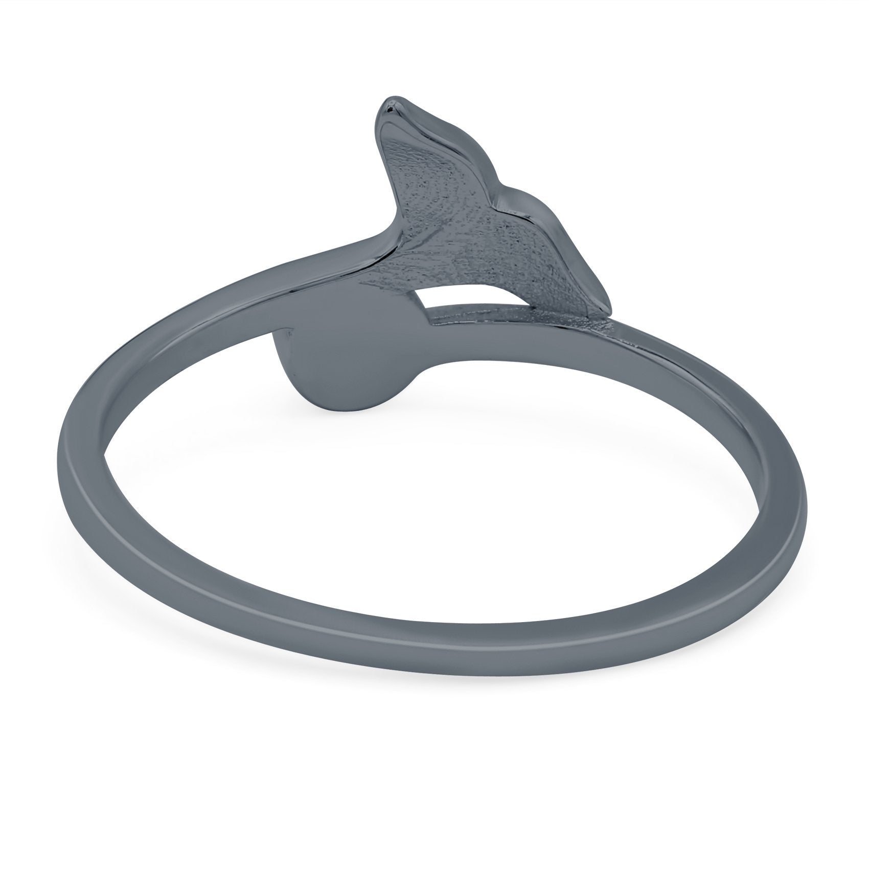 Whale Tail Ring Band Lab Created Opal 925 Sterling Silver (9mm)