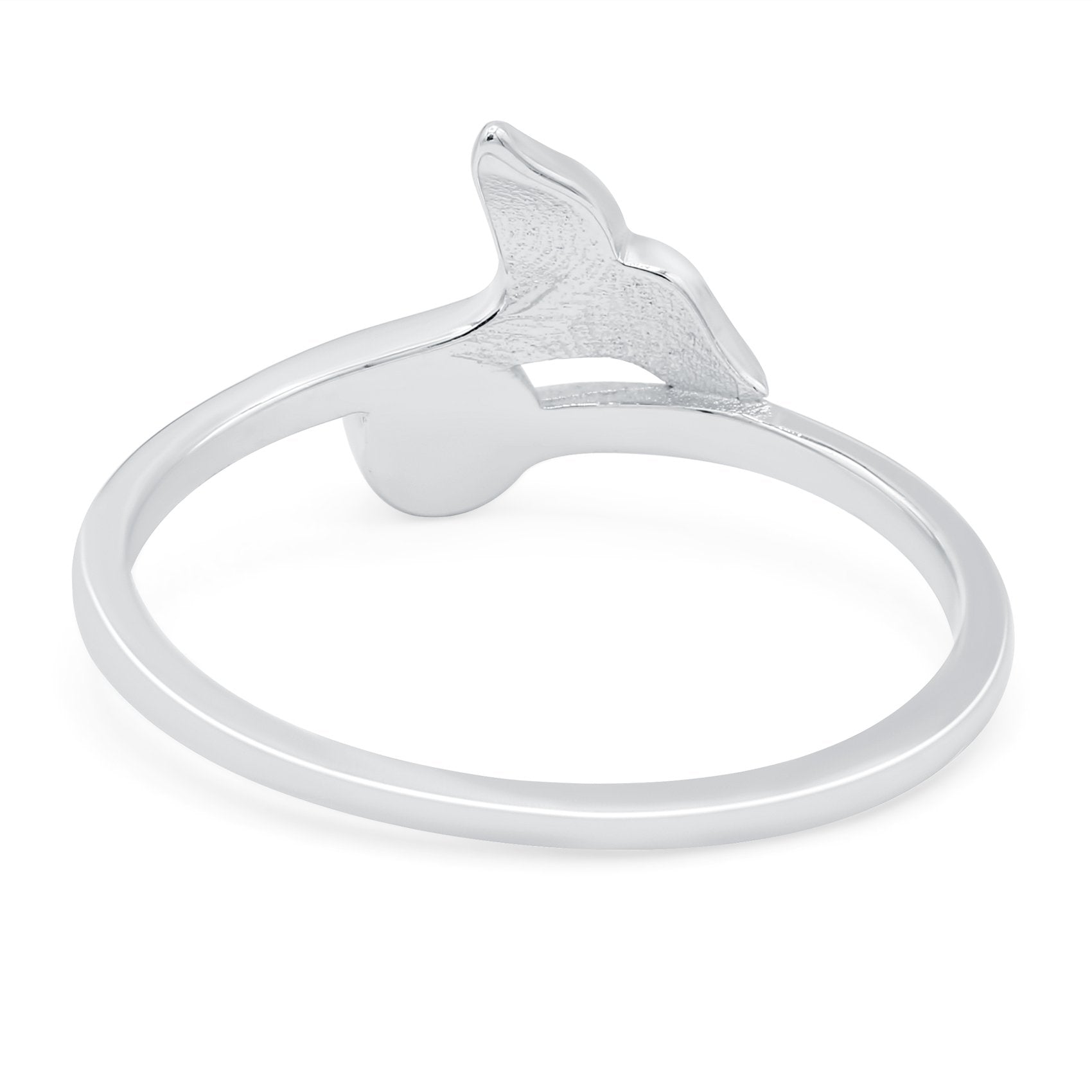 Whale Tail Ring Band Lab Created Opal 925 Sterling Silver (9mm)