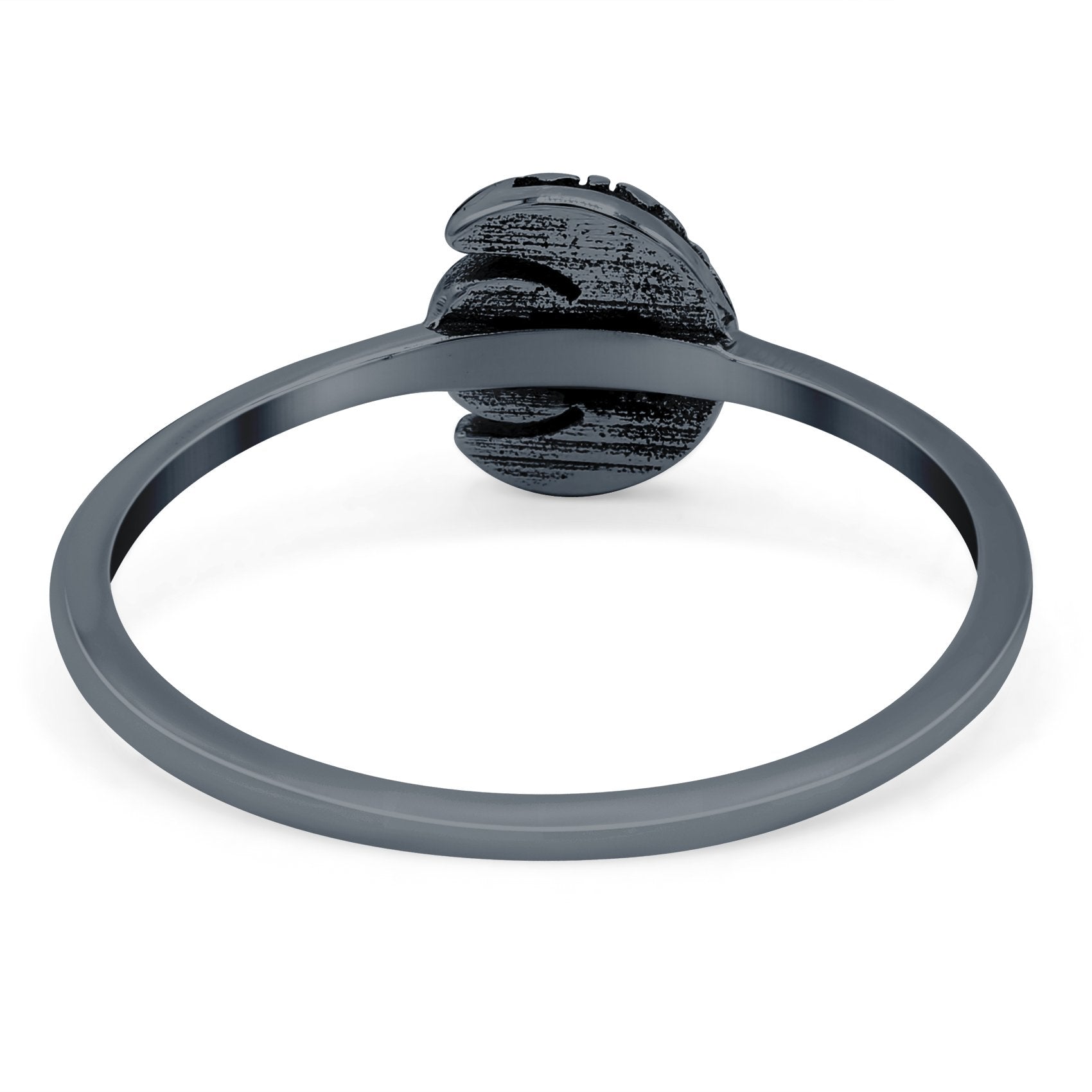 Crescent Moon Band Ring Round Lab Created Opal 925 Sterling Silver