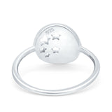 Moon and Stars Ring Band Lab Created Opal 925 Sterling Silver (12mm)