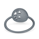 Moon and Stars Ring Band Lab Created Opal 925 Sterling Silver (12mm)