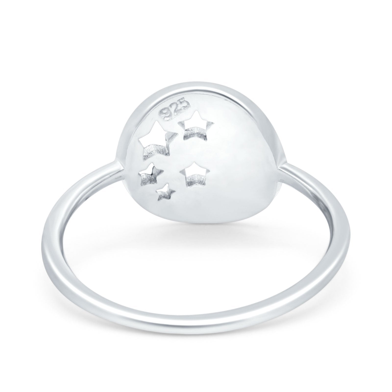 Moon and Stars Ring Band Lab Created Opal 925 Sterling Silver (12mm)