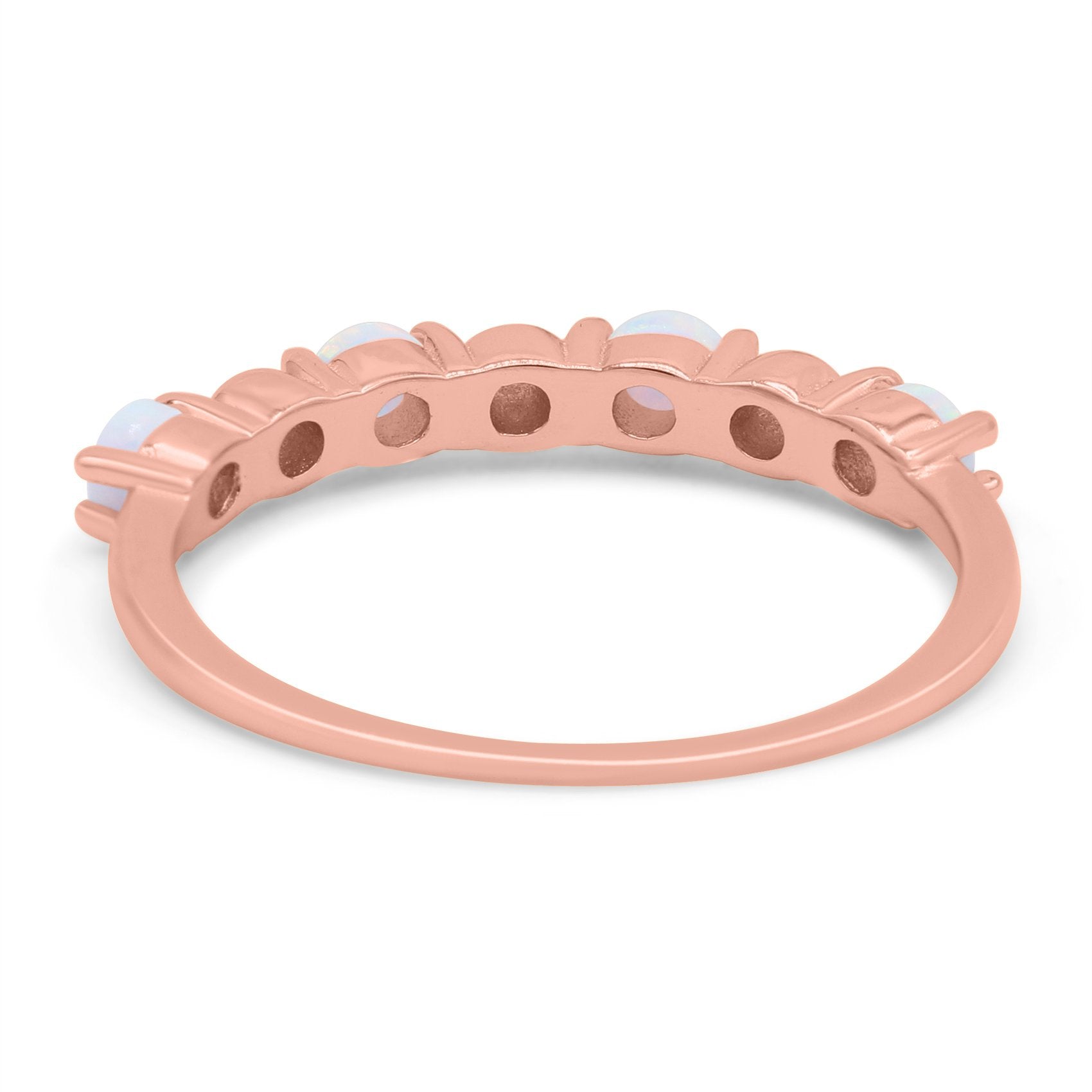 Eternity Band Wedding Ring Lab Created White Opal 925 Sterling Silver