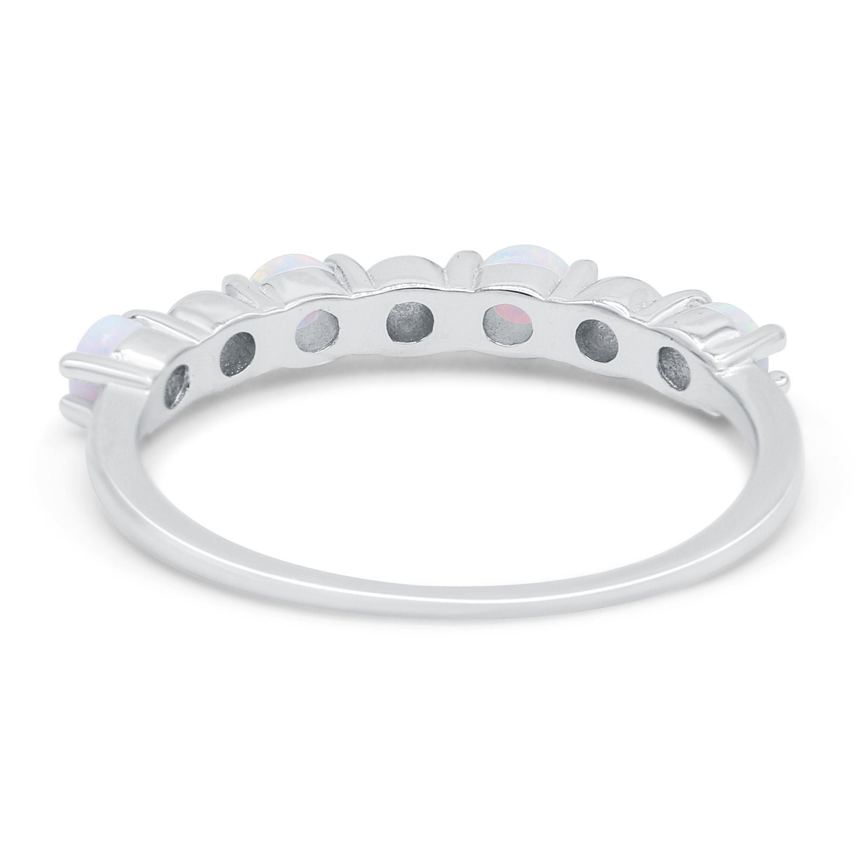 Eternity Band Wedding Ring Lab Created White Opal 925 Sterling Silver