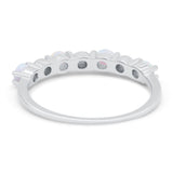 Eternity Band Wedding Ring Lab Created White Opal 925 Sterling Silver