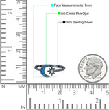 Moon & Star Ring Lab Created Opal Simulated Cubic Zirconia 925 Sterling Silver