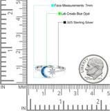 Moon & Star Ring Lab Created Opal Simulated Cubic Zirconia 925 Sterling Silver