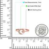 Moon & Star Ring Lab Created Opal Simulated Cubic Zirconia 925 Sterling Silver