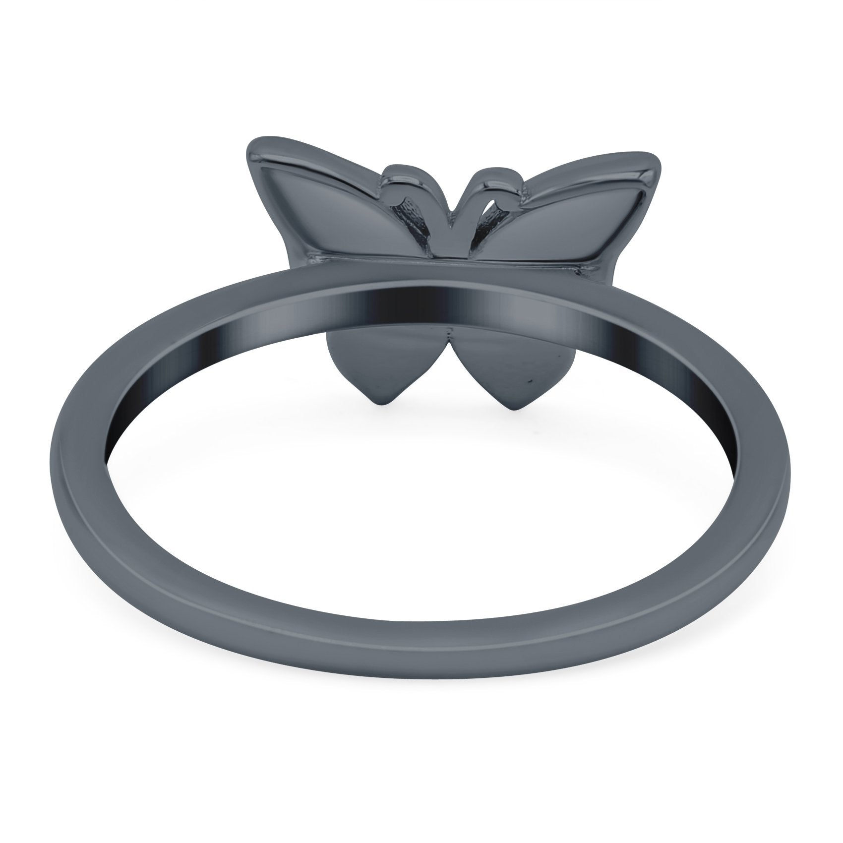 Butterfly Ring Band Lab Created Opal 925 Sterling Silver (8mm)