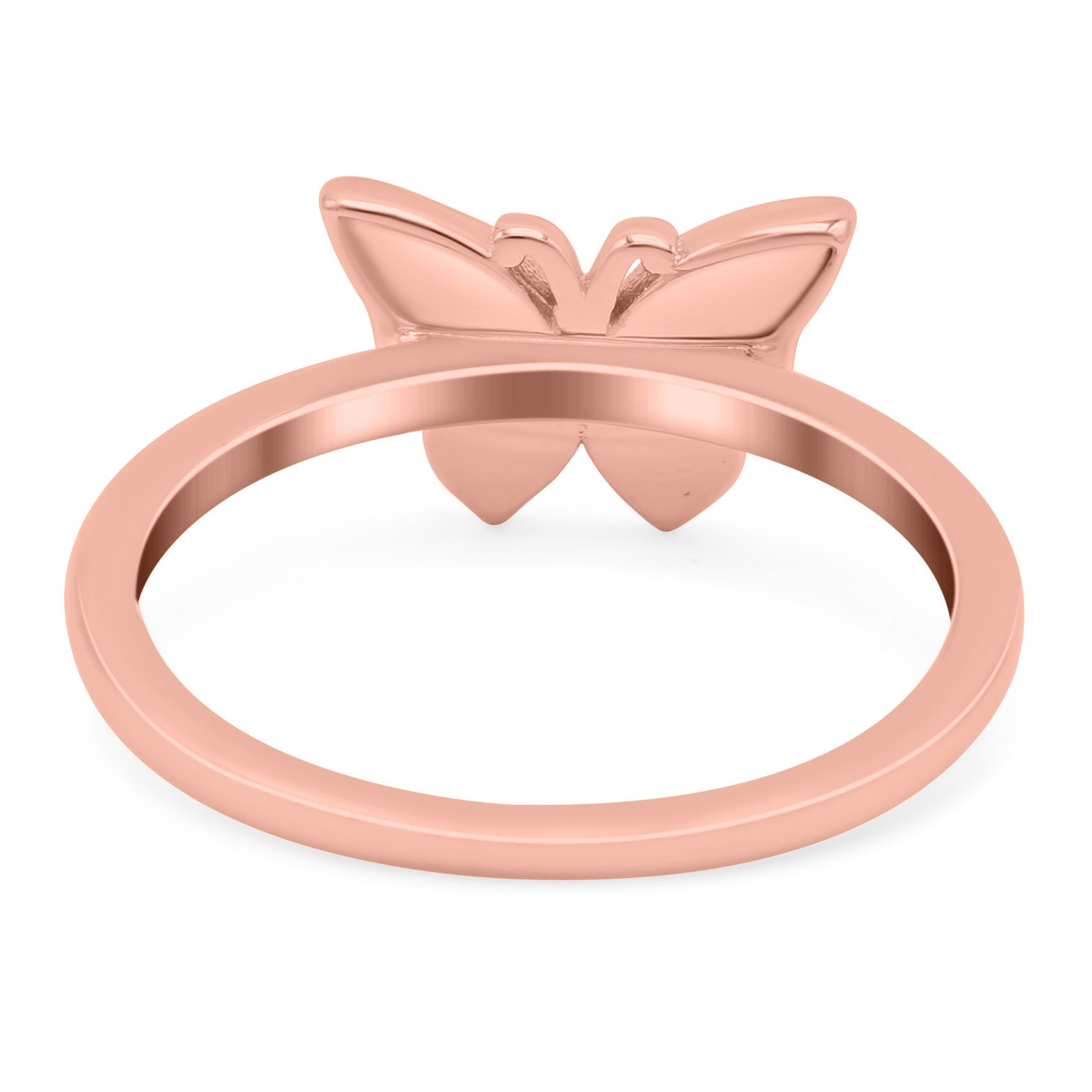 Butterfly Ring Band Lab Created Opal 925 Sterling Silver (8mm)