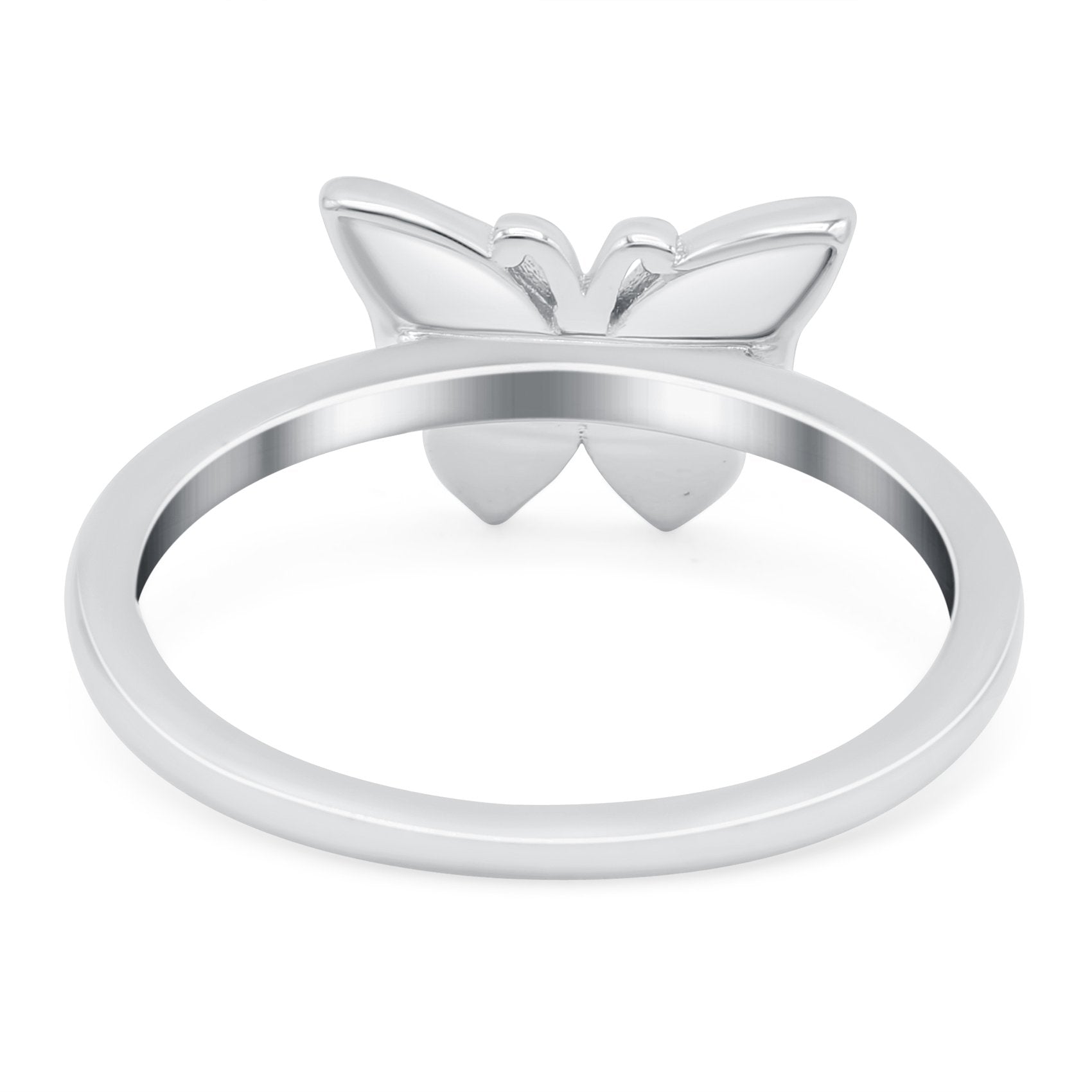 Butterfly Ring Band Lab Created Opal 925 Sterling Silver (8mm)