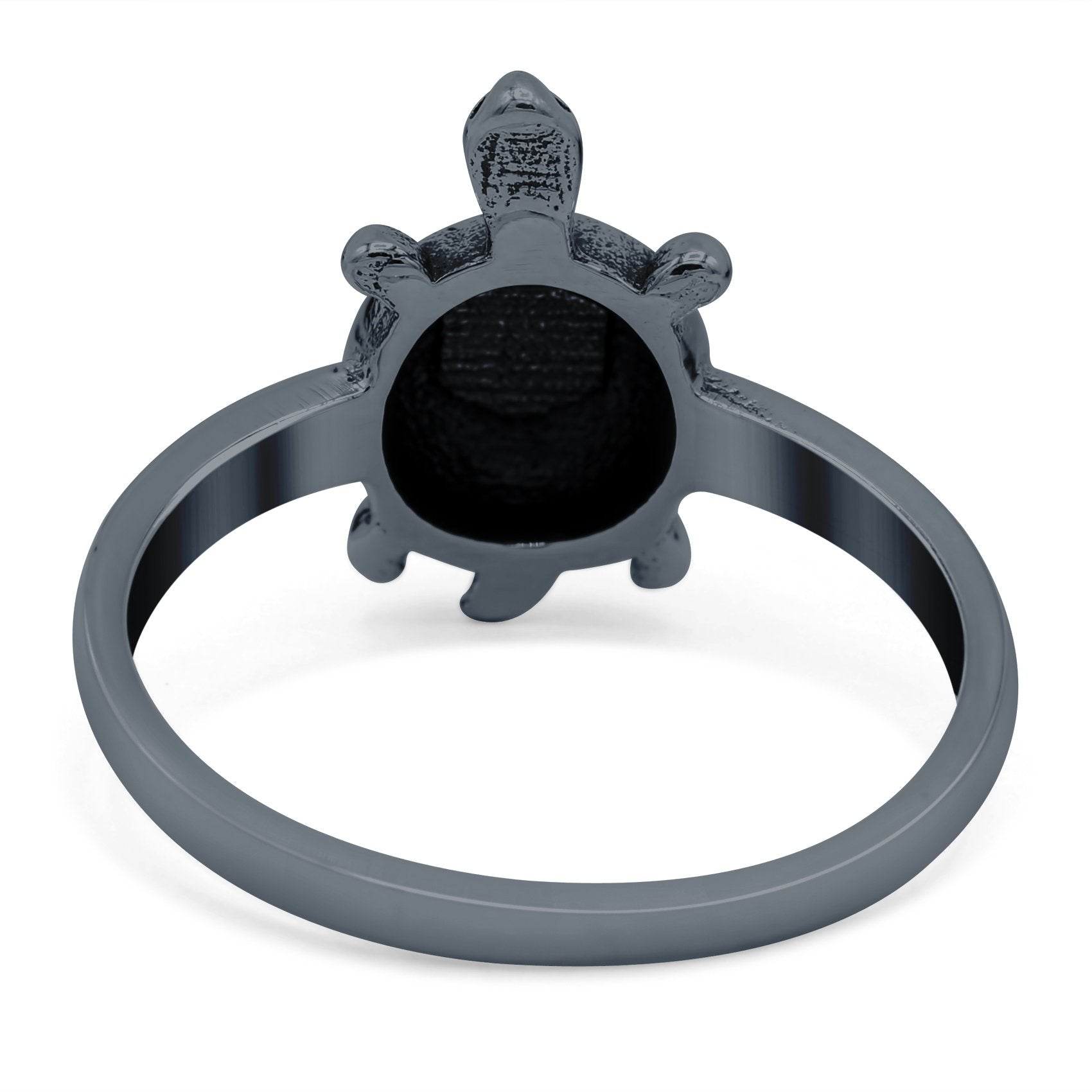 Turtle Ring Lab Created Opal 925 Sterling Silver (13mm)