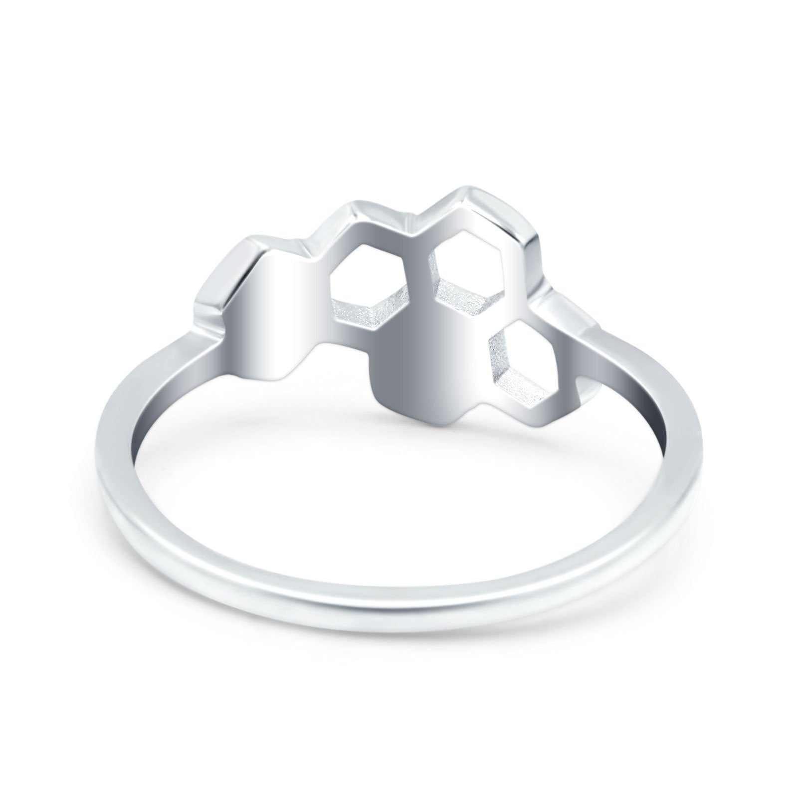 Honeycomb Band Ring Lab Created Opal Solid Cubic Zirconia 925 Sterling Silver